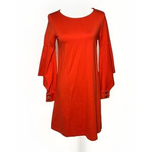 Scapa Lauren Perre Womens XS Flared Sleeve Tunic Shift Dress Tomato Orange